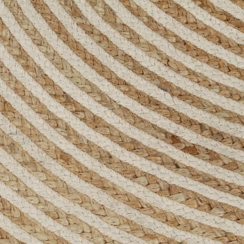 Håndlavet rundt jutetæppe med spiraldesign 90 cm - natur/hvid