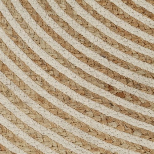 Rundt håndlavet jutetæppe med spiral - 120 cm, natur/hvid
