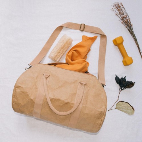 KSIX WeekendBag sportstaske - brun, eco‑venligt kraftpapir (25 × 45 cm)