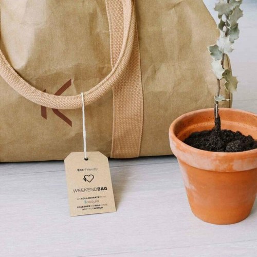 KSIX WeekendBag sportstaske - brun, eco‑venligt kraftpapir (25 × 45 cm)