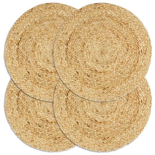 Dækkeservietter 4 stk. rund 38 cm jute naturfarvet