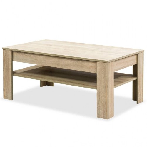 Sofabord 110x65x48 cm konstrueret træ egetræsfarvet