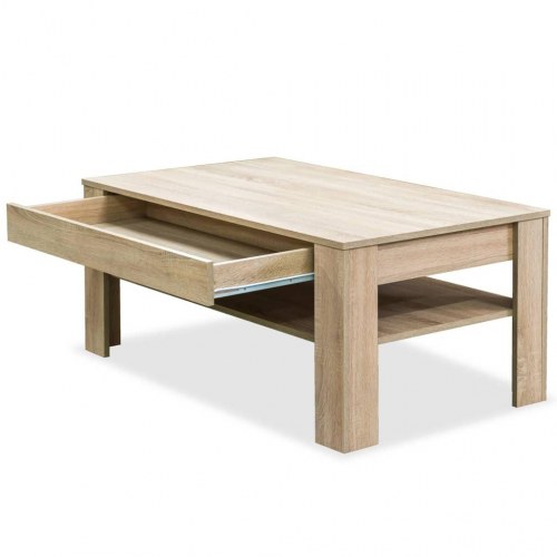 Sofabord 110x65x48 cm konstrueret træ egetræsfarvet