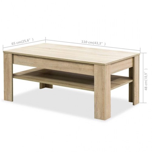 Sofabord 110x65x48 cm konstrueret træ egetræsfarvet