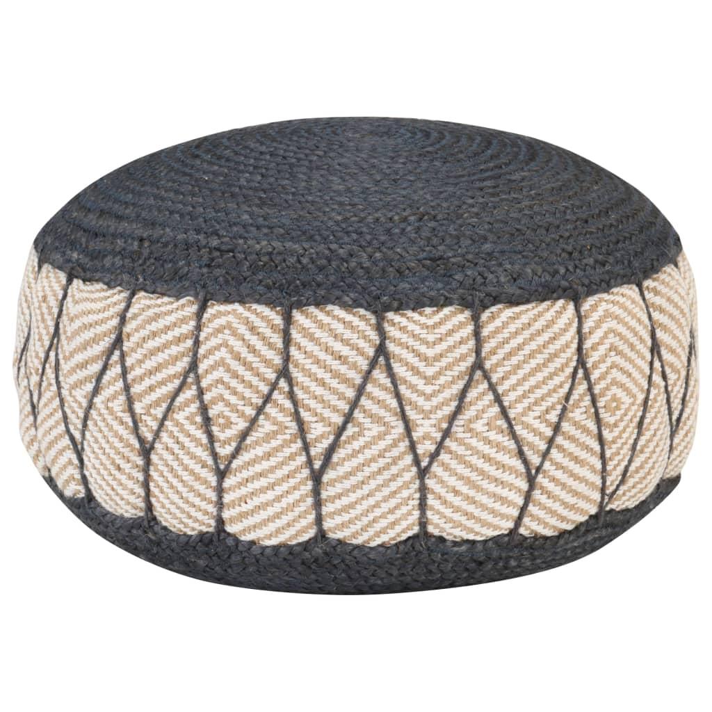 Vævet/strikket puf jutebomuld 50 x 30 cm blå