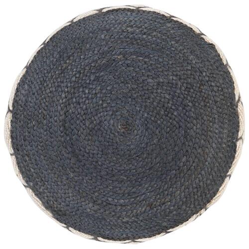 Vævet/strikket puf jutebomuld 50 x 30 cm blå