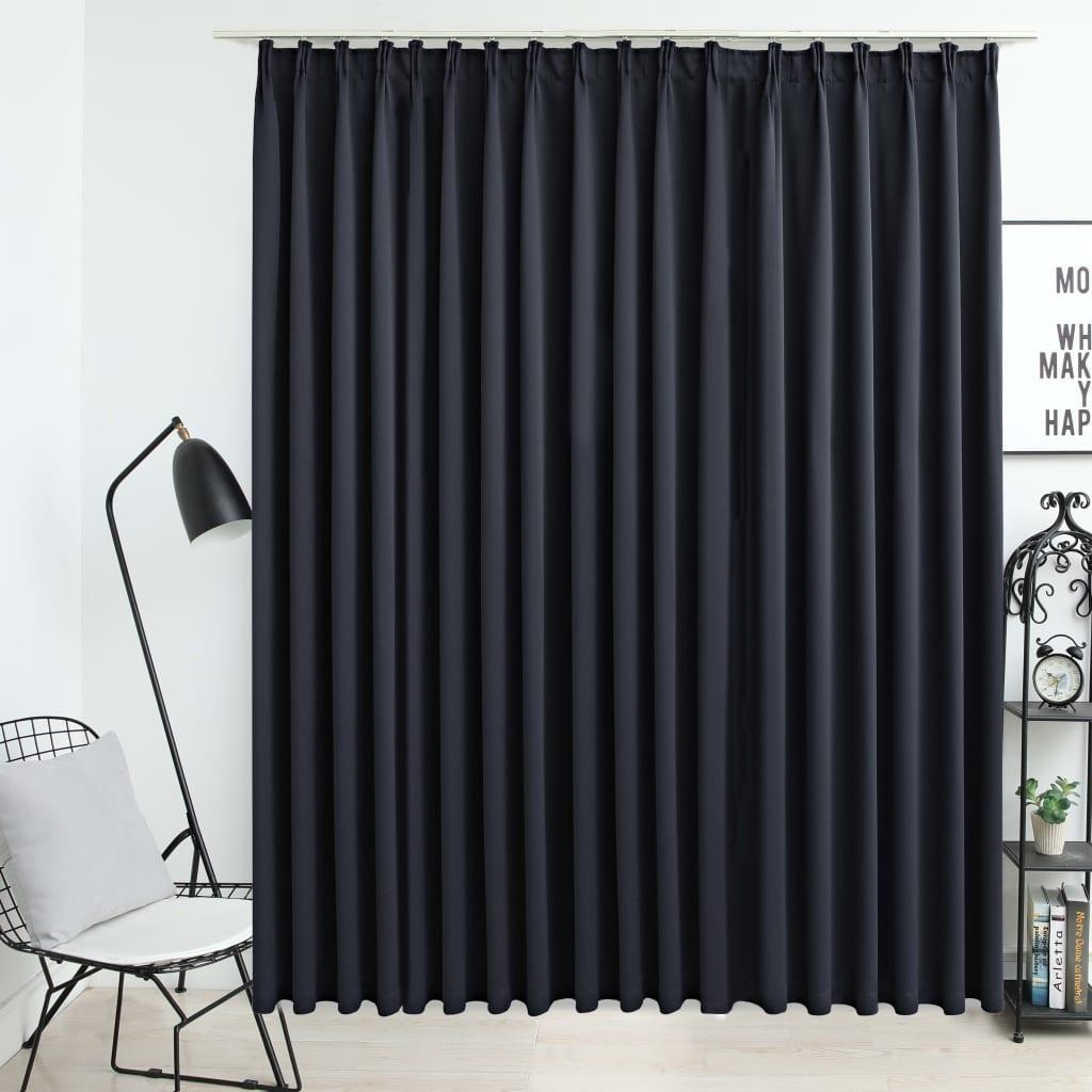 Mørklægningsgardin med kroge 290 x 245 cm sort