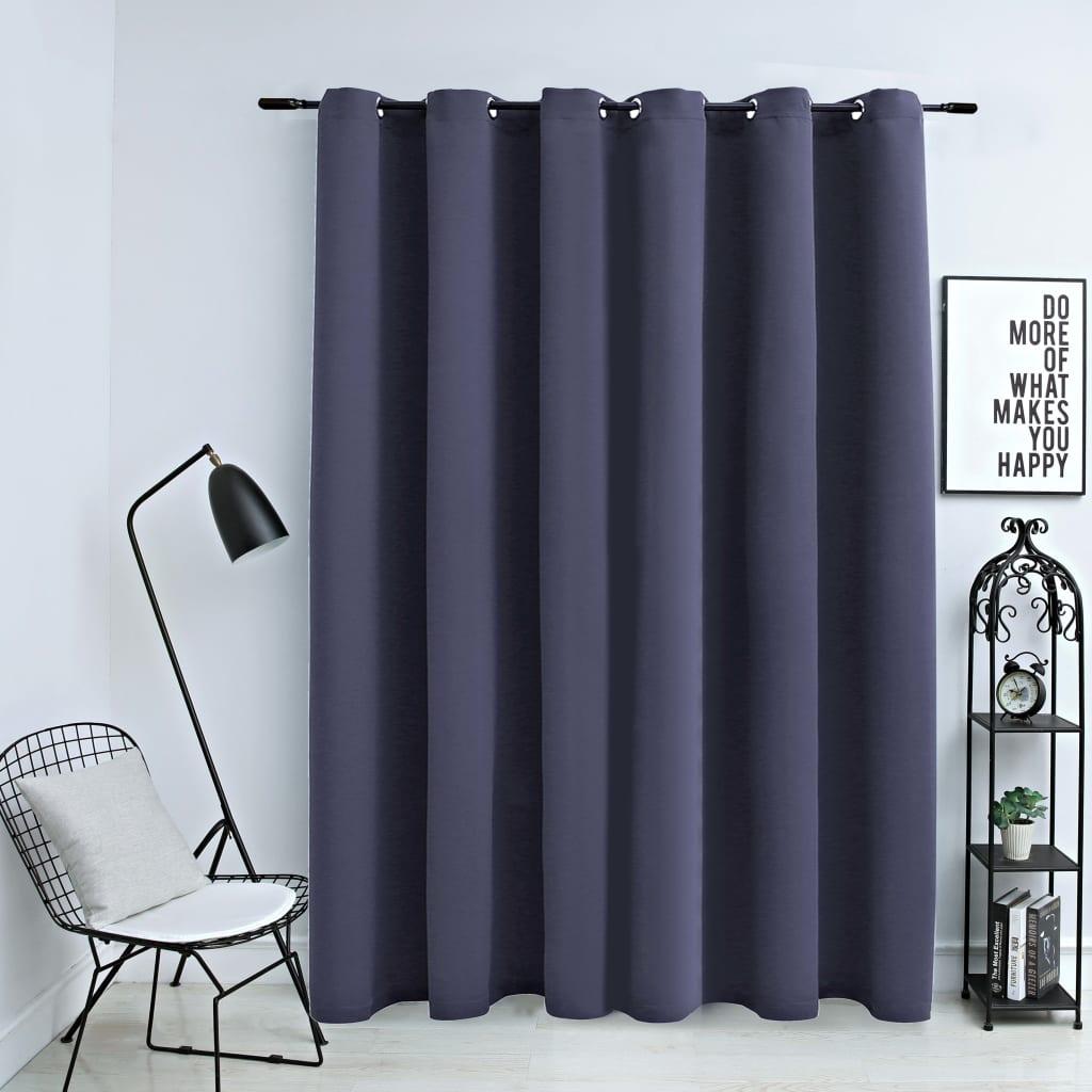 Mørklægningsgardin med metalringe 290 x 245 cm antracitgrå