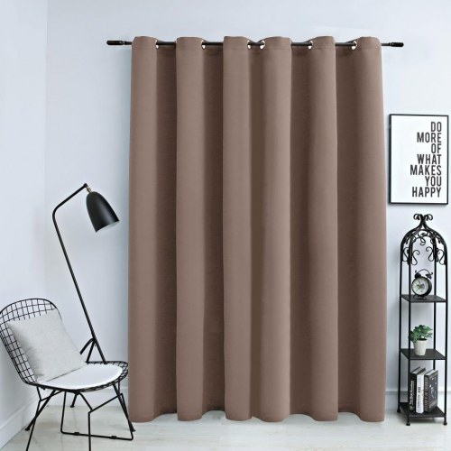 Mørklægningsgardin med metalringe 290 × 245 cm - gråbrun
