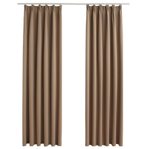 Mørklægningsgardiner med kroge 2 stk. 140 x 225 cm gråbrun