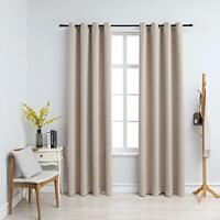 Lysdæmpende gardiner 2 stk. med metalringe 140 x 245 cm beige