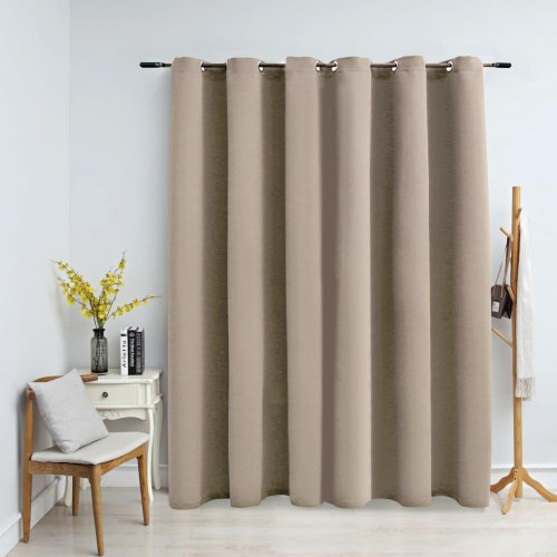 Mørklægningsgardin med metalringe 290 x 245 cm beige