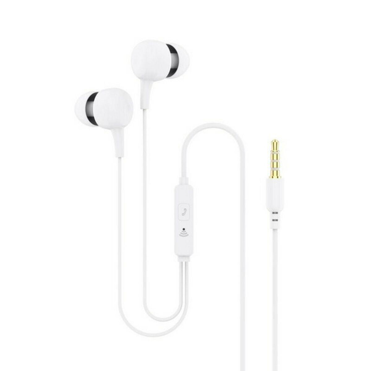 KSIX in-ear hovedtelefoner med mikrofon - Hvid, 3,5 mm