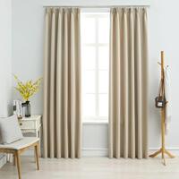 Lysdæmpende gardiner 2 stk. med kroge 140 x 225 cm beige