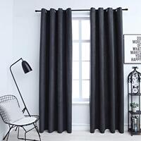 Lysdæmpende gardiner 2 stk. metalringe 140 x 175 cm antracitgrå