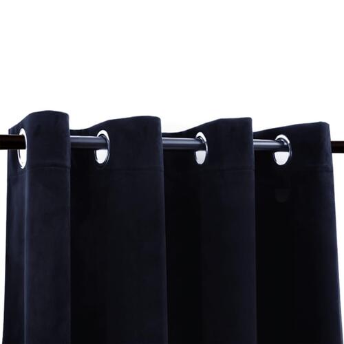Mørklægningsgardin med metalringe 290 x 245 cm fløjl sort