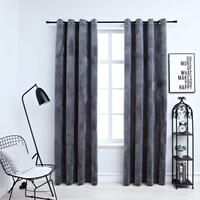 Lysdæmpende gardiner 2 stk. ringe 140 x 175 cm fløjl antracit