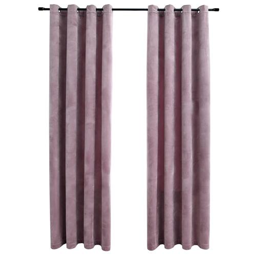 Lysdæmpende gardiner 2 stk. ringe 140 x 225 cm fløjl antik rosa