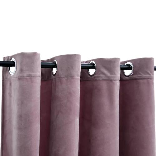 Lysdæmpende gardiner 2 stk. ringe 140 x 225 cm fløjl antik rosa