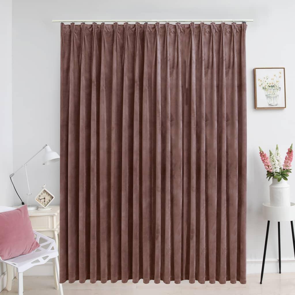 Mørklægningsgardin med kroge 290 x 245 cm fløjl gammelrosa