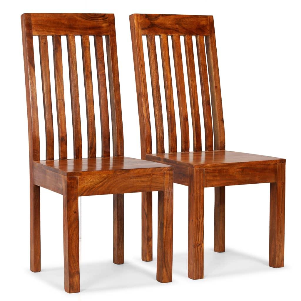 Spisebordsstole 2 stk. massivt træ med honningfinish moderne