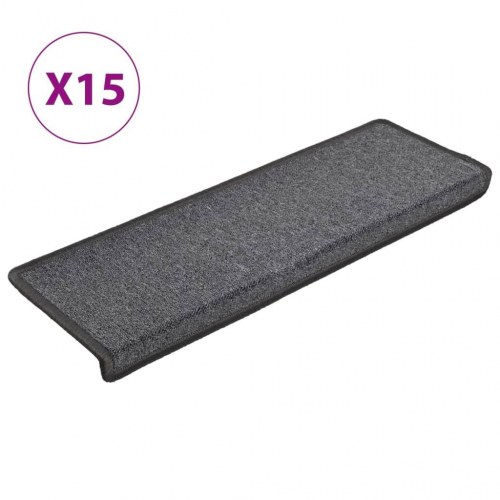 Trappemåtter 15 stk. - 65×21×4 cm mørkegrå med rektangulær kant