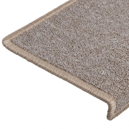 Trappemåtter - 15 stk. lysebrun, 65 × 21 × 4 cm, rektangulære kanter