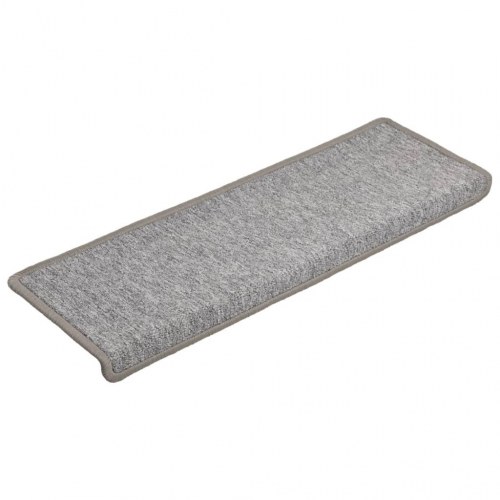 Trappemåtter 15 stk. - 65 × 21 × 4 cm, lysegrå med rektangulær kant