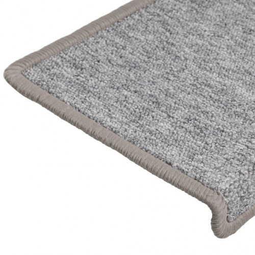 Trappemåtter 15 stk. - 65 × 21 × 4 cm, lysegrå med rektangulær kant