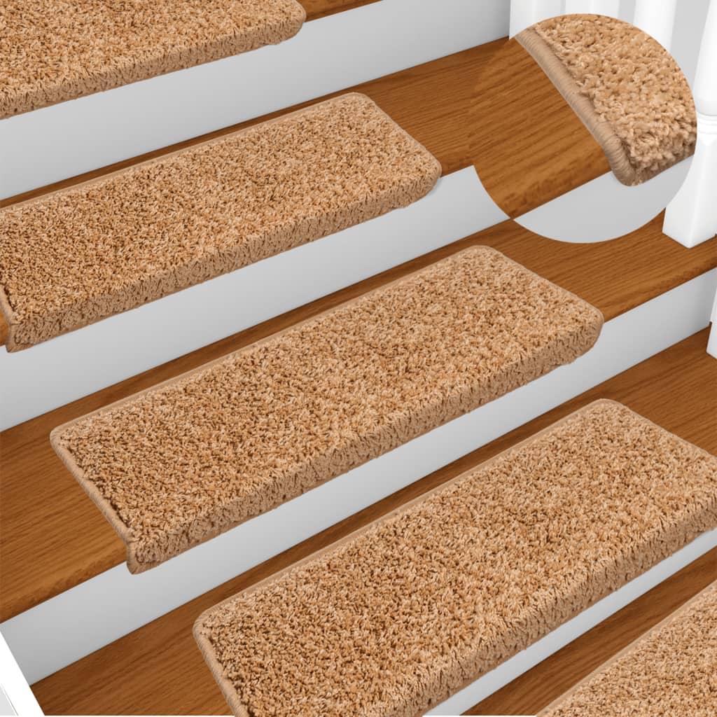 15 stk. trappemåtter 65x21x4 cm beige