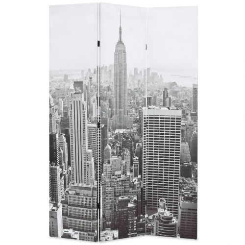 Foldbar rumdeler 120×170 cm - New York by Day, sort/hvid