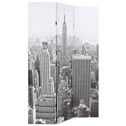 Foldbar rumdeler 120×170 cm - New York by Day, sort/hvid