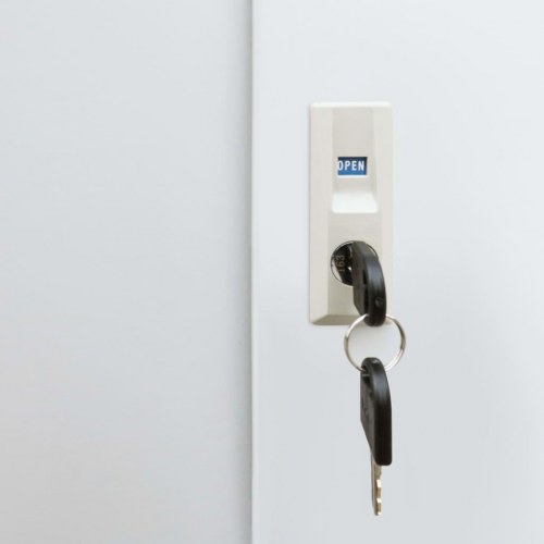 Kontorskab med glidedøre metal 90 x 40 x 90 cm grå