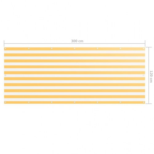 Altanafskærmning 120×300 cm i oxfordstof - hvid/gul