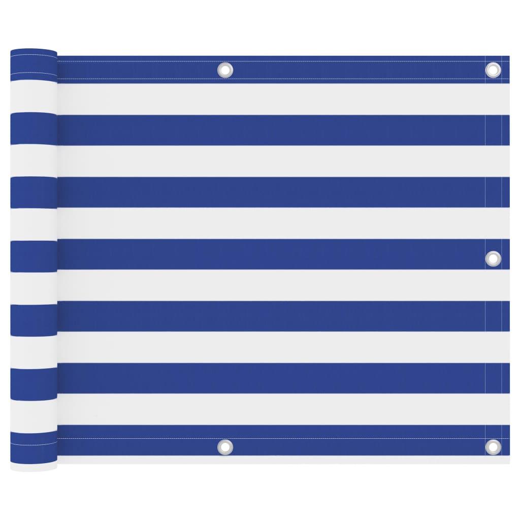 Altanafskærmning 75x300 cm oxfordstof hvid og blå