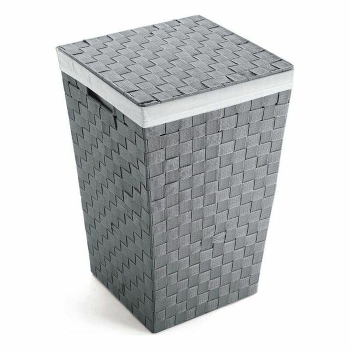 Versa vasketøjskurv i tekstil med låg, grå - 33 × 52 × 33 cm