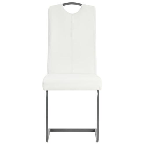 Spisebordsstole med cantilever 4 stk. stof hvid