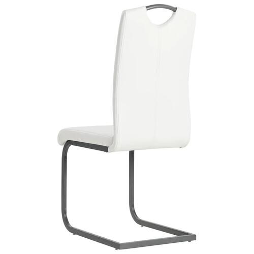 Spisebordsstole med cantilever 4 stk. stof hvid