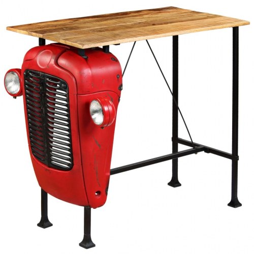 Traktor-barbord i massivt mangotræ rød 60 x 120 x 107 cm