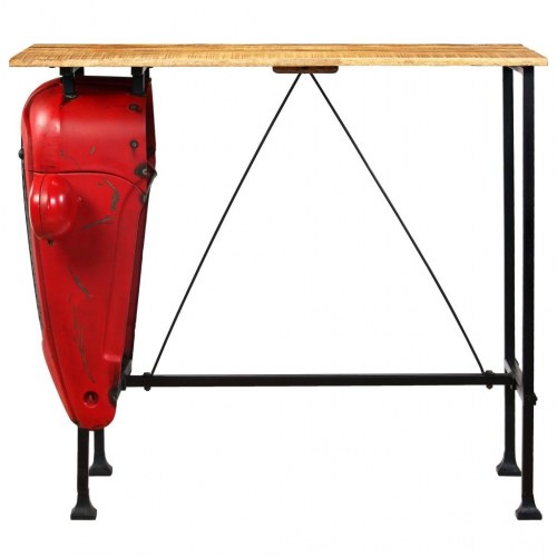 Traktor-barbord i massivt mangotræ rød 60 x 120 x 107 cm