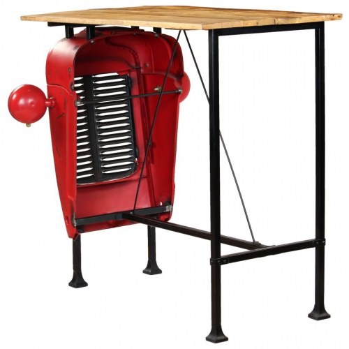Traktor-barbord i massivt mangotræ rød 60 x 120 x 107 cm