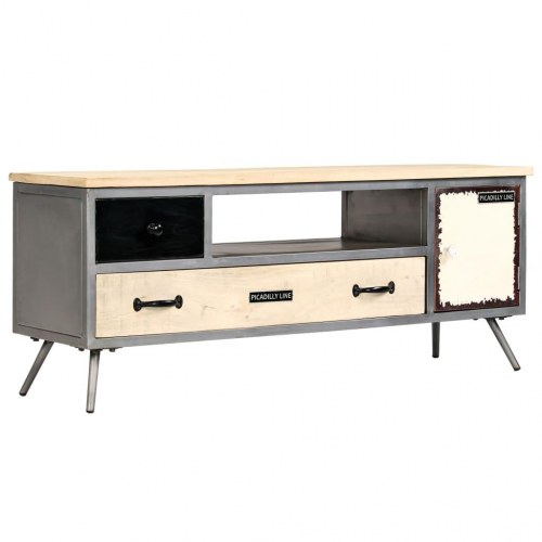 TV-skab massivt mangotræ og stål 120 x 30 x 45 cm
