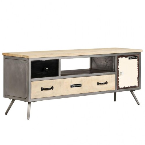TV-skab massivt mangotræ og stål 120 x 30 x 45 cm