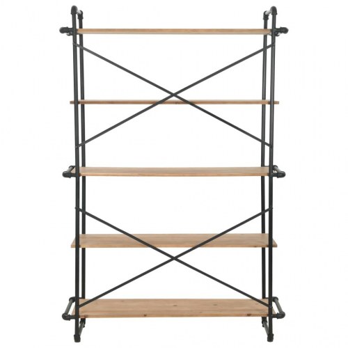 Bogreol 120x42x180 cm massivt grantræ og stål