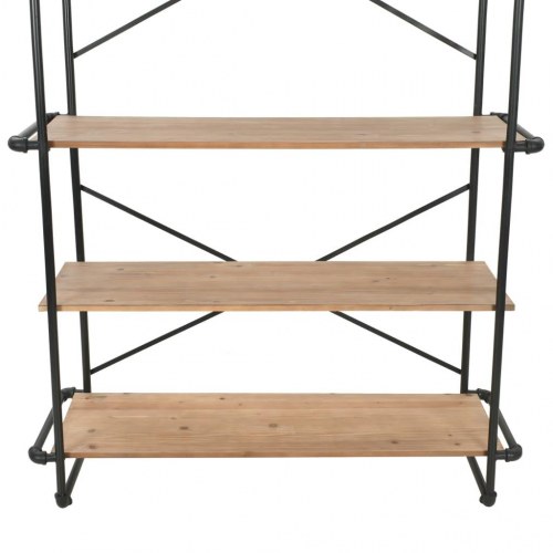 Bogreol 120x42x180 cm massivt grantræ og stål