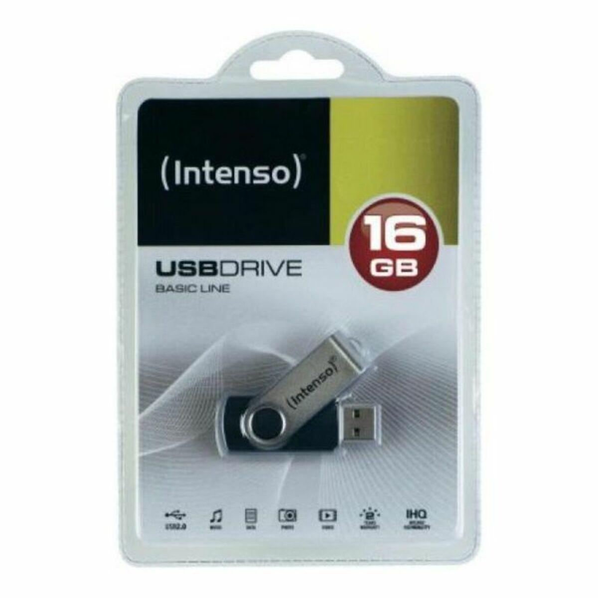USB-stik INTENSO Basic Line 32 GB - Sort/Sølv, USB 2.0