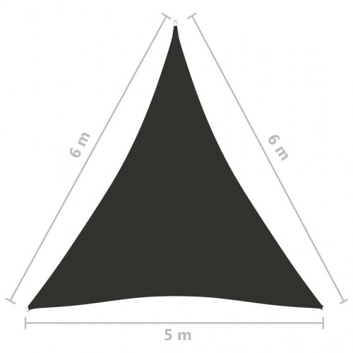Solsejl trekant 5×6×6 m - oxfordstof, antracitgrå