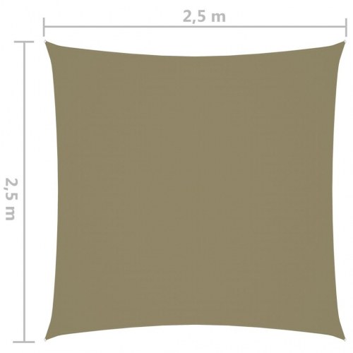 Solsejl 2,5 × 2,5 m firkantet i oxfordstof - beige