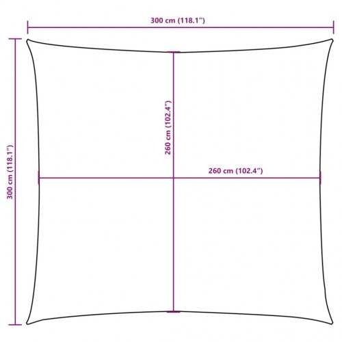Solsejl 3×3 m firkantet i oxfordstof - beige