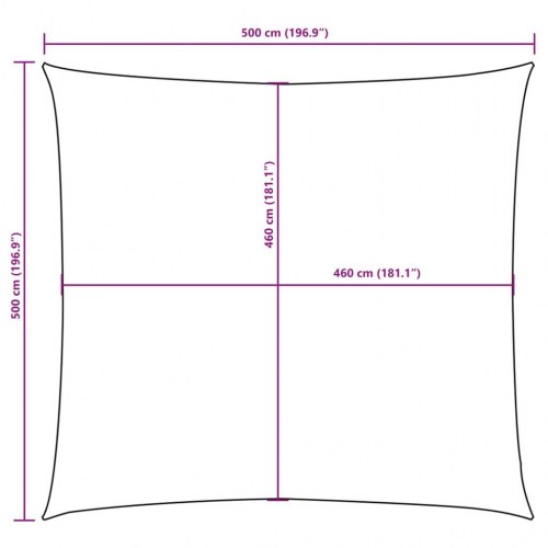 Solsejl 5 × 5 m firkantet i oxfordstof - beige